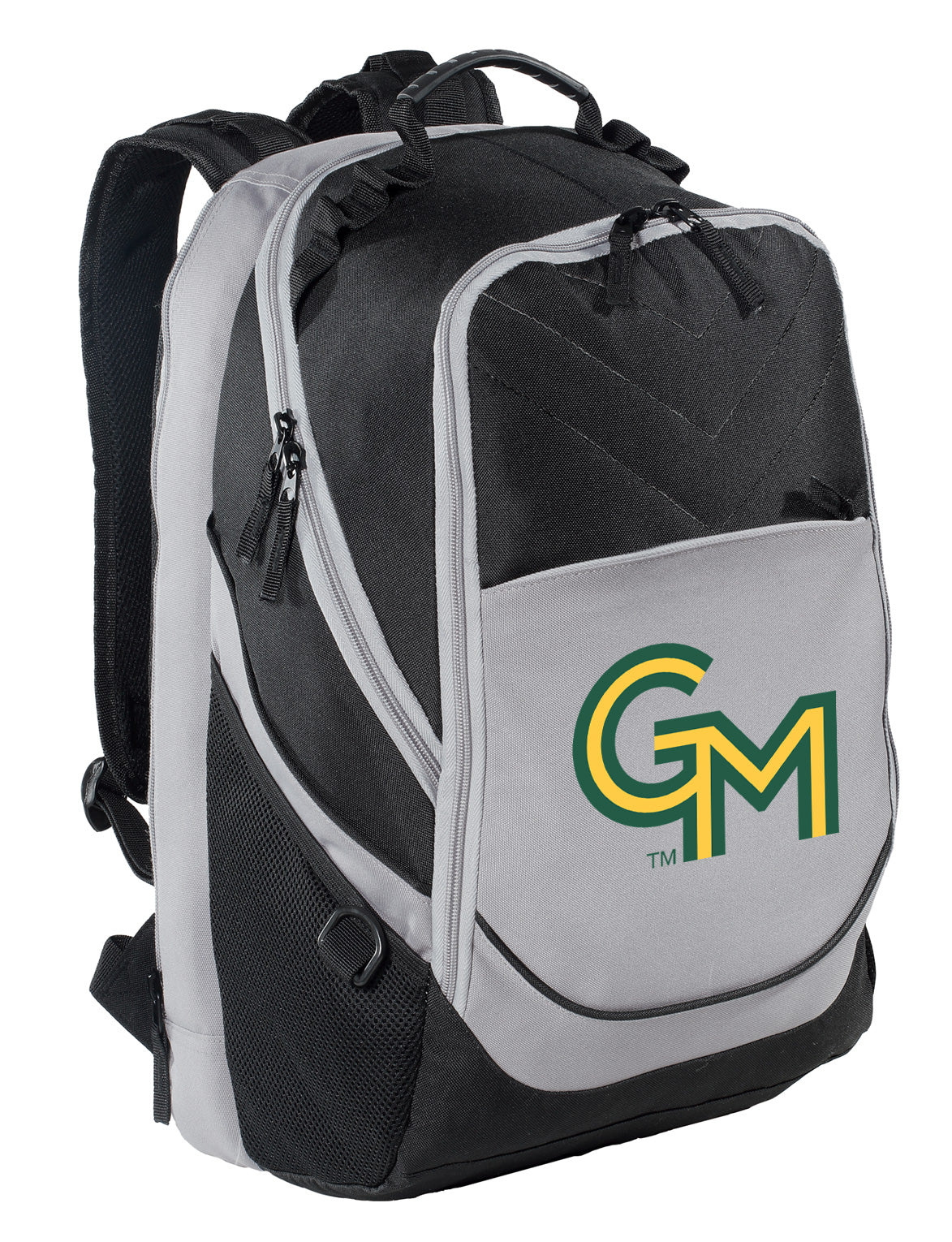 George Mason Laptop Backpack – Official George Mason Patriots Bookbag – 17" Laptop Sleeve, NCAA School Gear – 600D Polyester Black and Gray