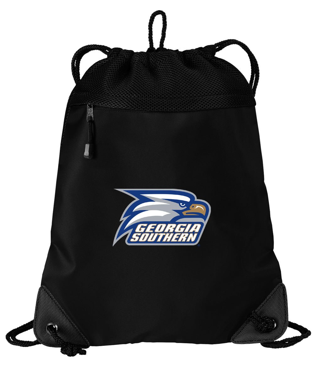 Georgia Southern Drawstring Backpack GS Eagles Cinch Pack - Mesh & Microfiber Black