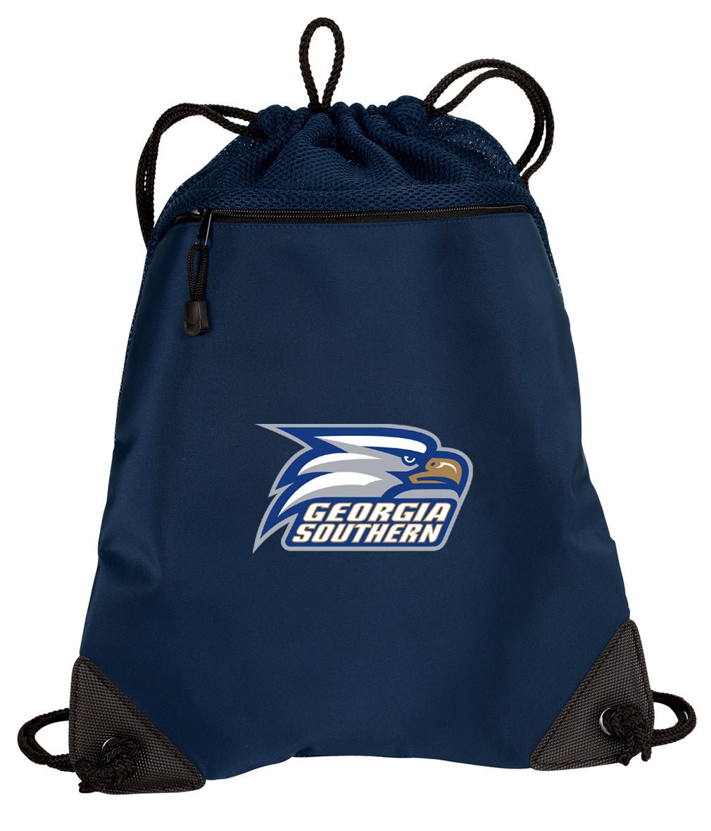 Georgia Southern Drawstring Backpack GS Eagles Cinch Pack - Mesh & Microfiber Navy