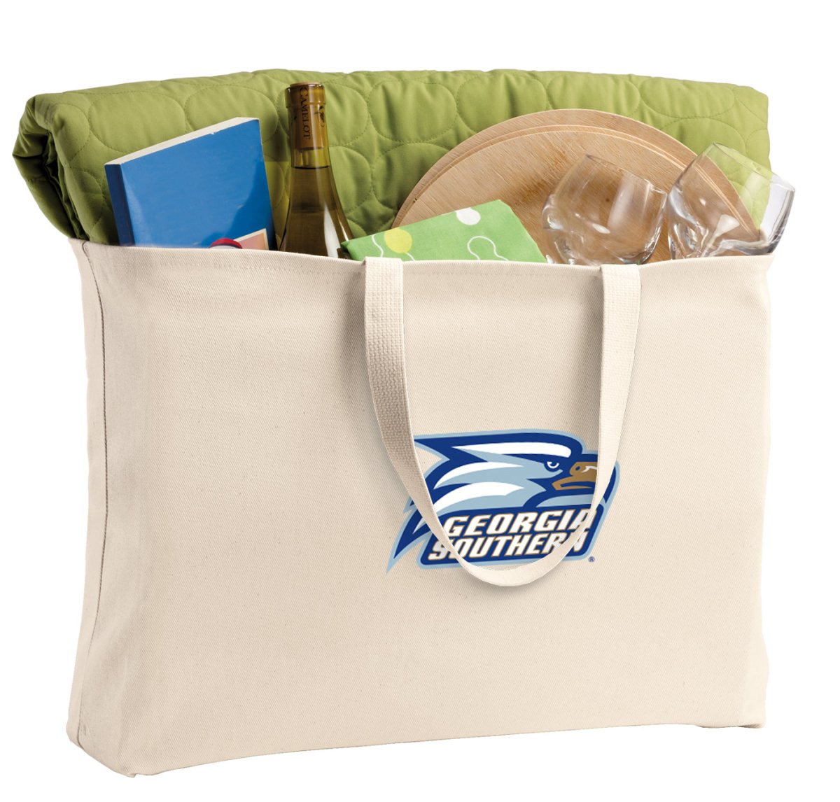 Georgia Southern Large Tote Bag Jumbo Tote for Beach Pool or Travel Tan