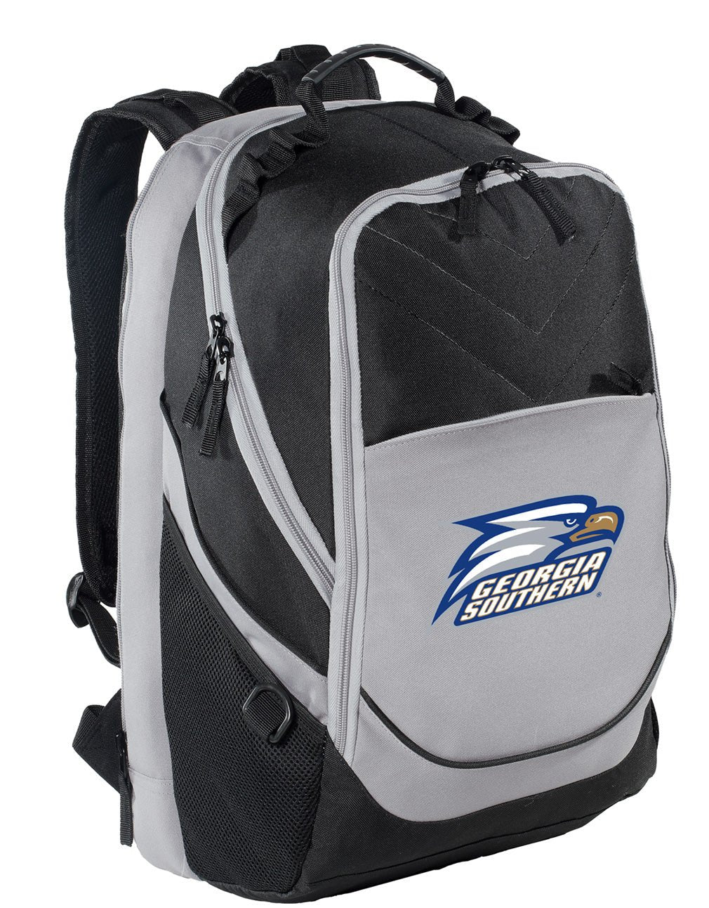 Georgia Southern Laptop Backpack – Official Georgia Southern Eagles Bookbag – Fits 17″ Laptop, Organizer Panel, NCAA School Gear – 600D Polyester Black and Gray