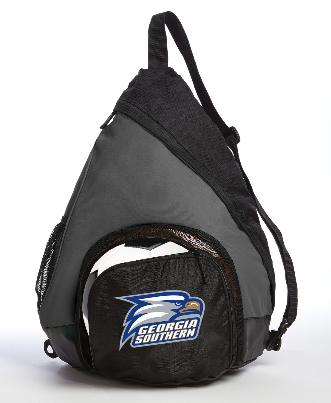 Georgia Southern Sling Backpack GS Eagles Bag with Soccer Ball or Volleyball Bag Sports Gear Compartment Practice Bag Black