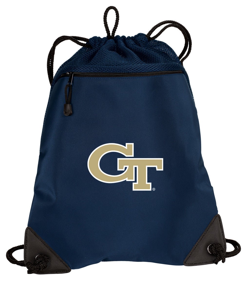Georgia Tech Drawstring Backpack Georgia Tech Logo Cinch Pack - Mesh & Microfiber Navy