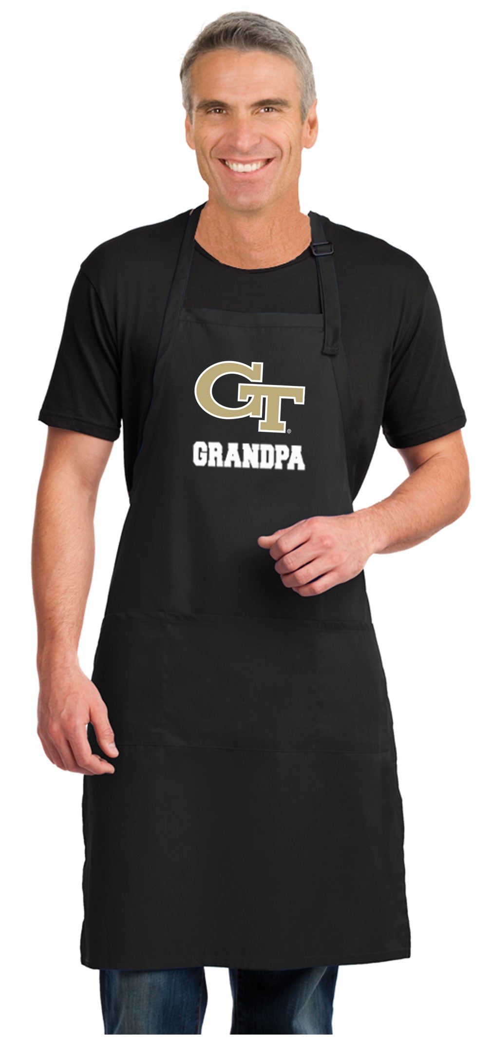 Georgia Tech Large Apron - Full Length Adjustable with Pockets Georgia Tech Grandpa Apron Black