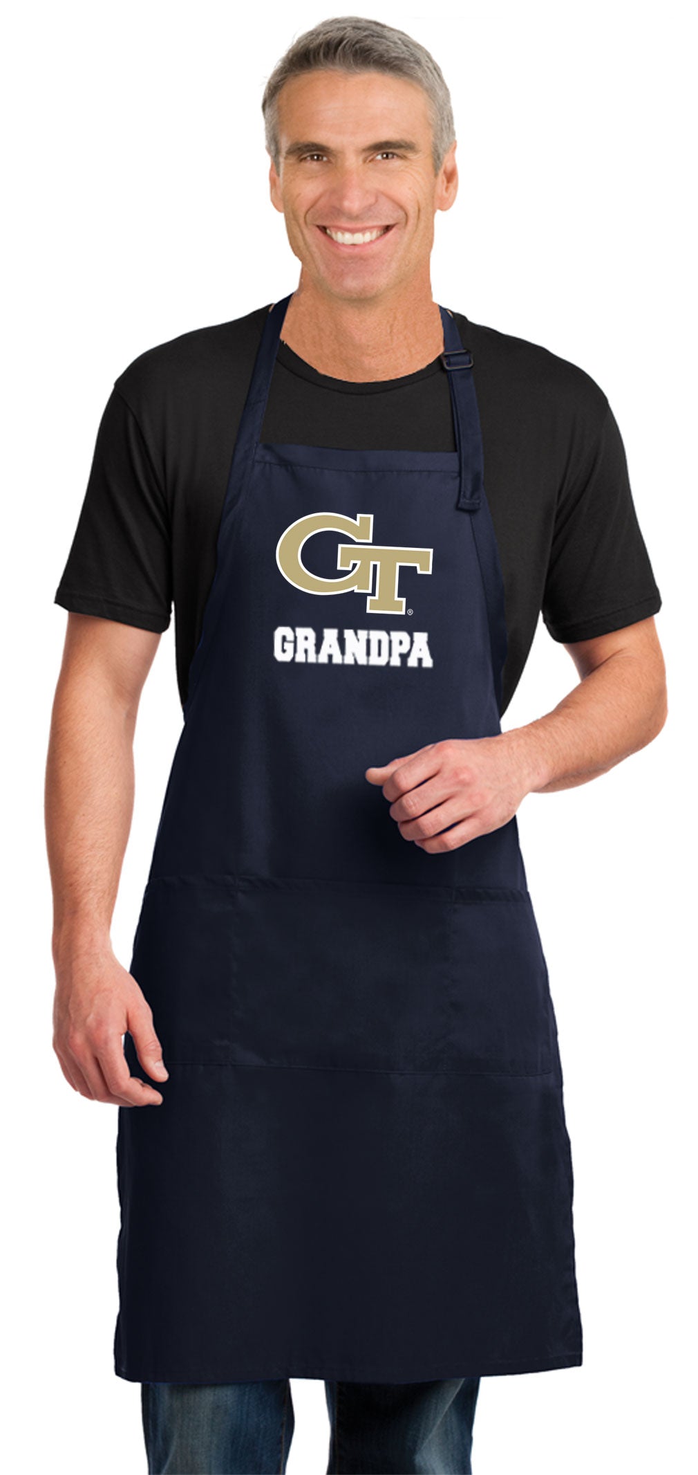 Georgia Tech Large Apron - Full Length Adjustable with Pockets Georgia Tech Grandpa Apron Navy
