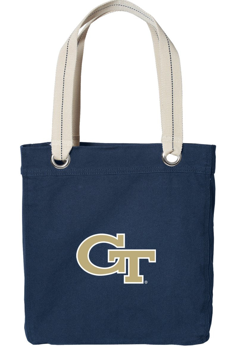 Georgia Tech Tote Bag Georgia Tech Logo Deluxe Canvas Shoulder Bag Navy