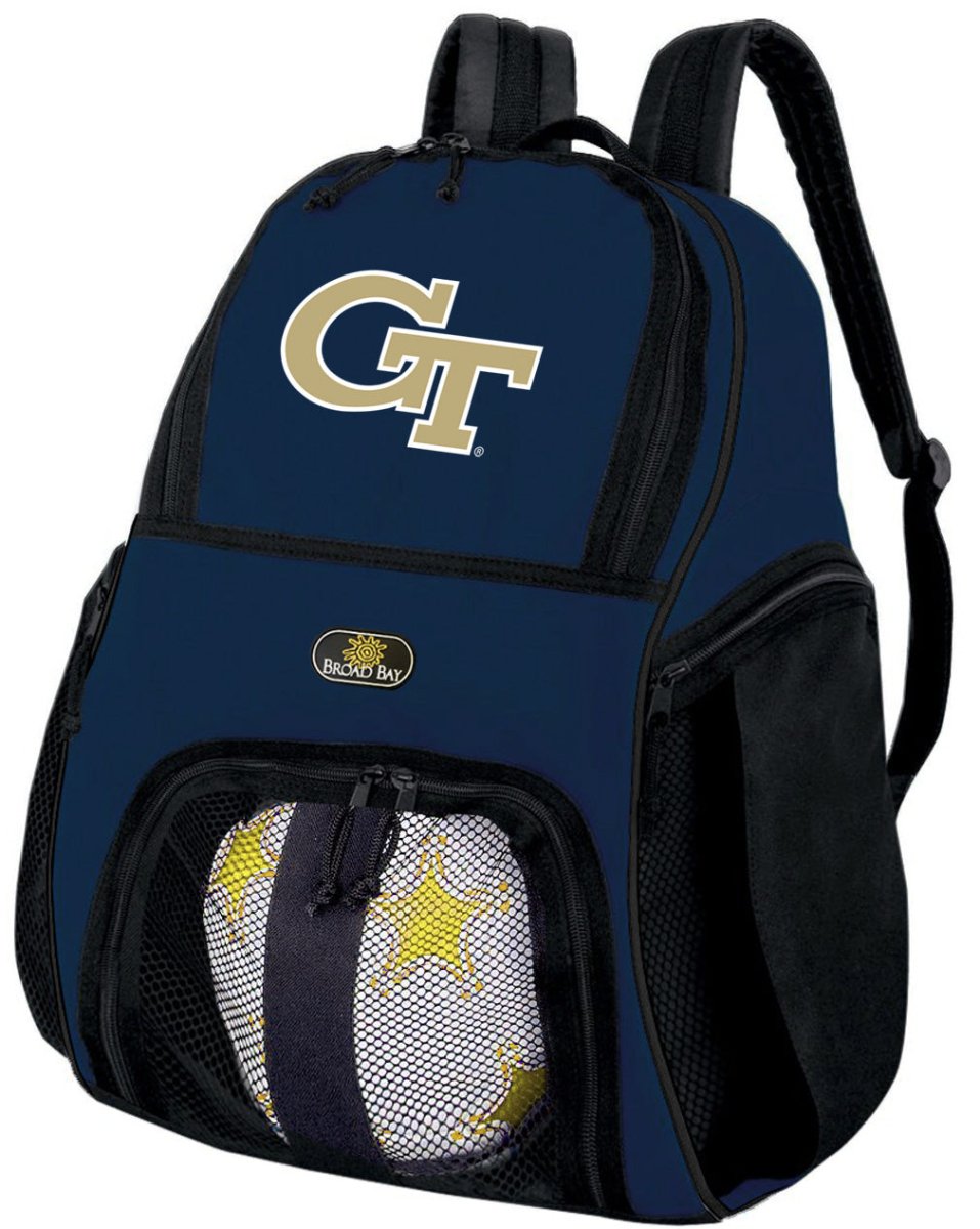 Georgia Tech Soccer Ball Backpack or Georgia Tech Logo Volleyball Sports Gear Bag Navy