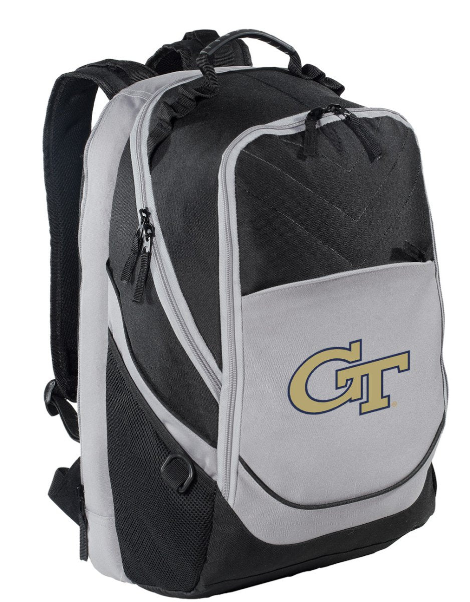 Georgia Tech Laptop Backpack – Official Georgia Tech Yellow Jackets Bookbag – 17" Laptop Sleeve, NCAA School Gear – 600D Polyester Black and Gray