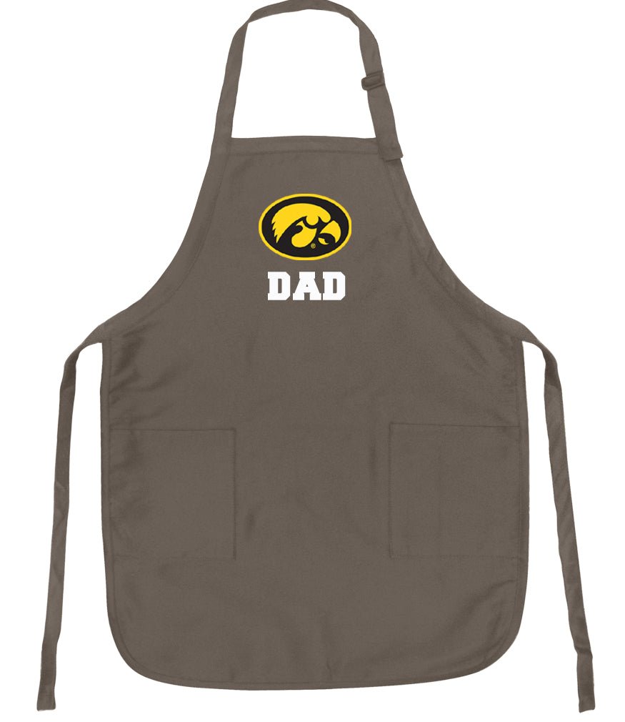 University of Iowa Apron Iowa Hawkeyes Apron - Stain Resistant Fabric Dad on Khaki