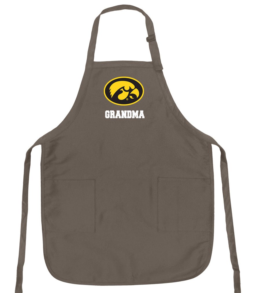 University of Iowa Apron Iowa Hawkeyes Apron - Stain Resistant Fabric Grandma on Khaki