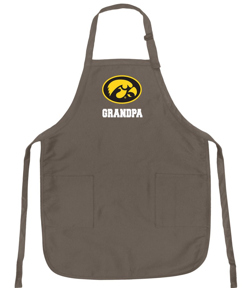 University of Iowa Apron Iowa Hawkeyes Apron - Stain Resistant Fabric Grandpa on Khaki