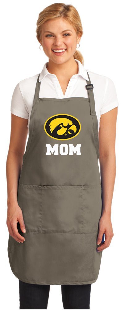 University of Iowa Apron Iowa Hawkeyes Apron - Stain Resistant Fabric Mom on Khaki