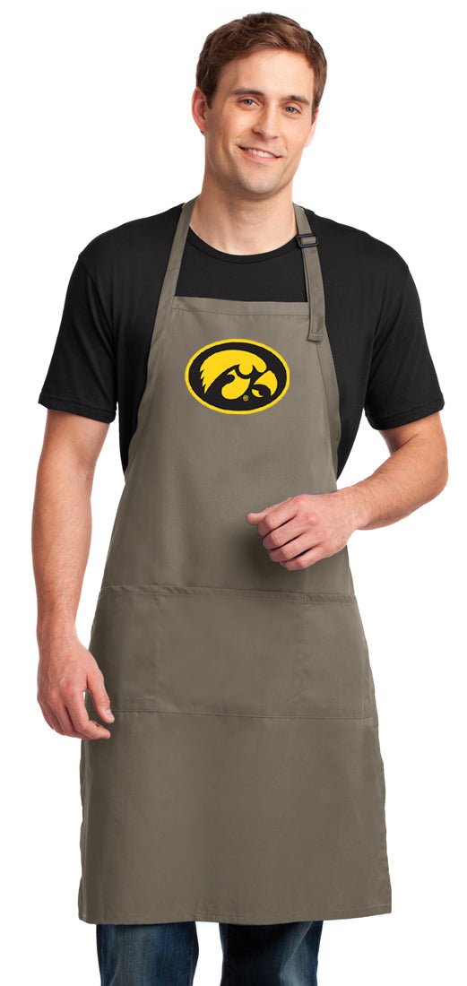 University of Iowa Large Apron Iowa Hawkeyes Apron - Adjustable with Pockets Khaki