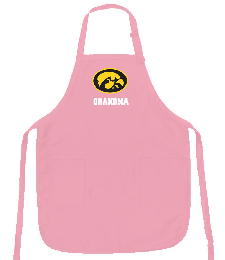 University of Iowa Apron Iowa Hawkeyes Apron - Stain Resistant Fabric Grandma on Pink