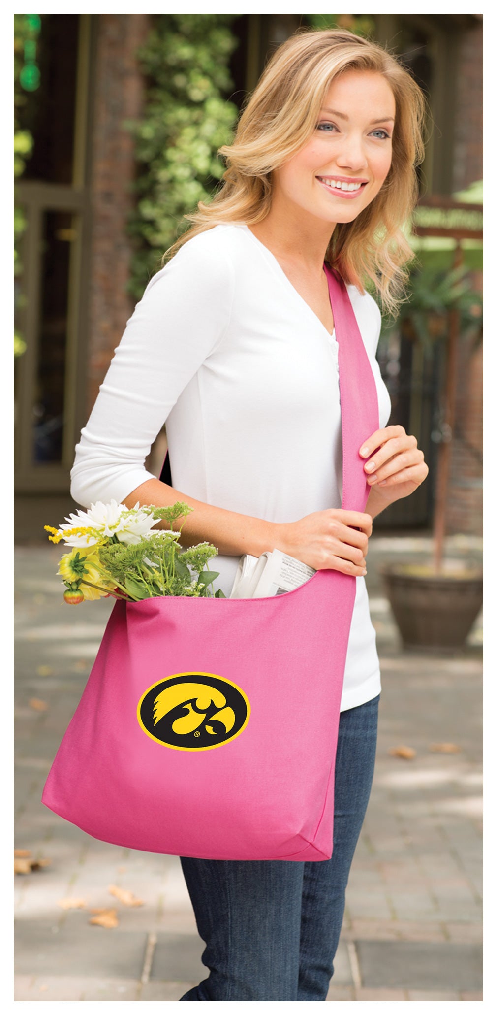University of Iowa Cross Body Bag Iowa Hawkeyes Shoulder Tote Bag - Sling Style Pink
