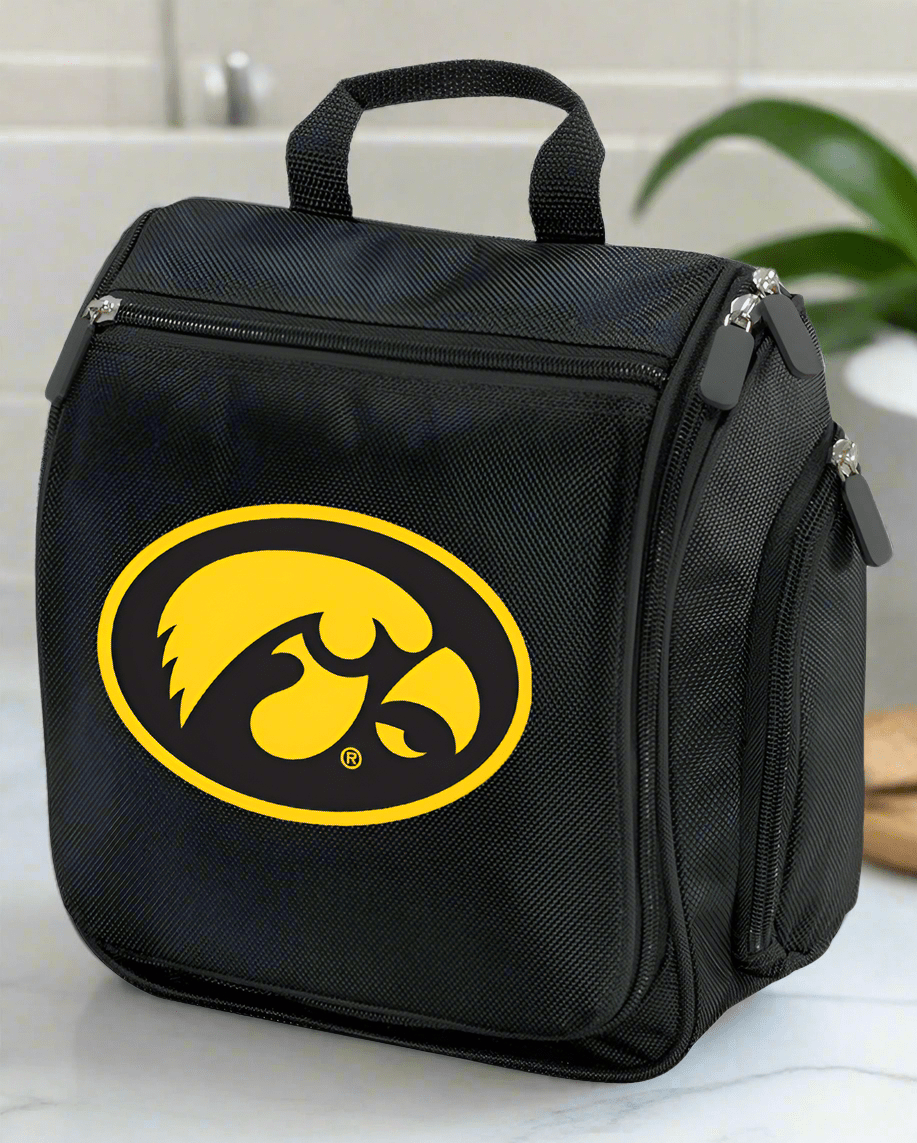 University of Iowa Toiletry Bag or Mens Iowa Hawkeyes Travel Shaving Kit Black