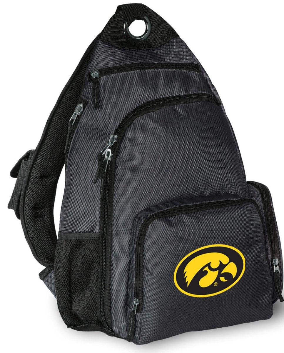 University of Iowa Sling Backpack Iowa Hawkeyes Crossbody Bag Gray