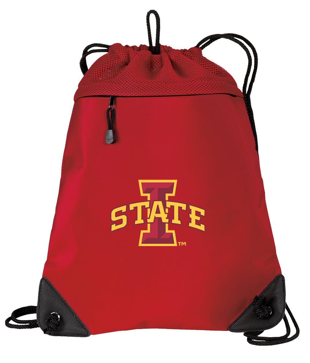 Iowa State University Drawstring Backpack ISU Cyclones Cinch Pack - Mesh & Microfiber Red