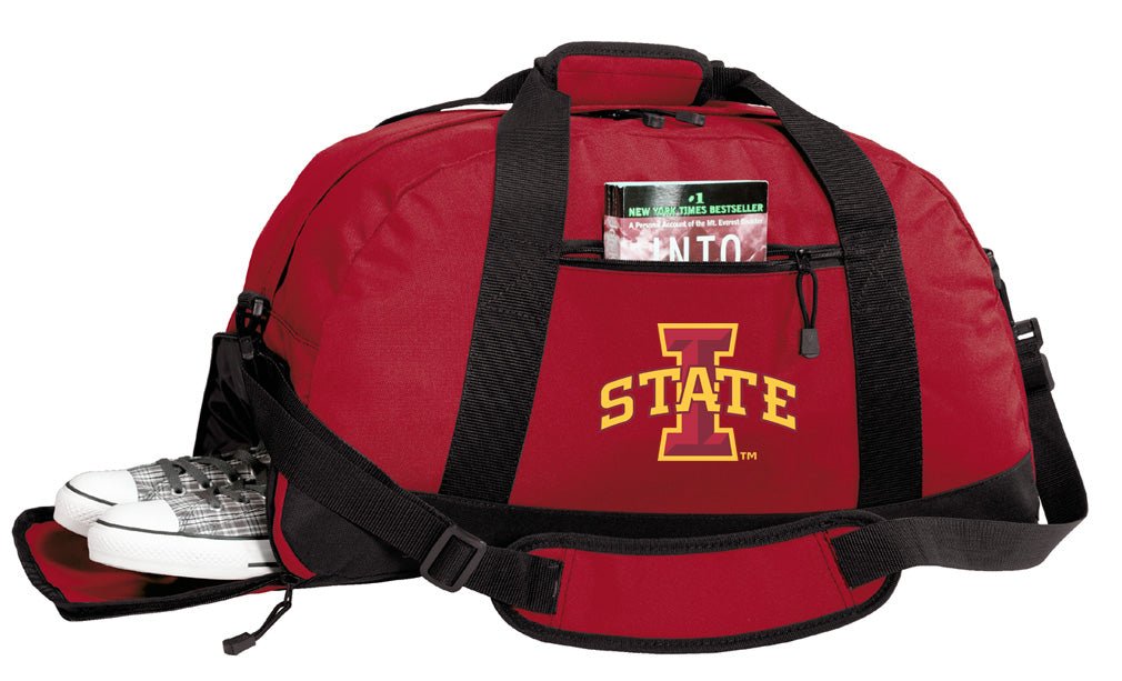 Iowa State Duffel Bag – Official Cyclones Medium Gym & Travel Bag with Shoe Pocket – 600D Polyester Red