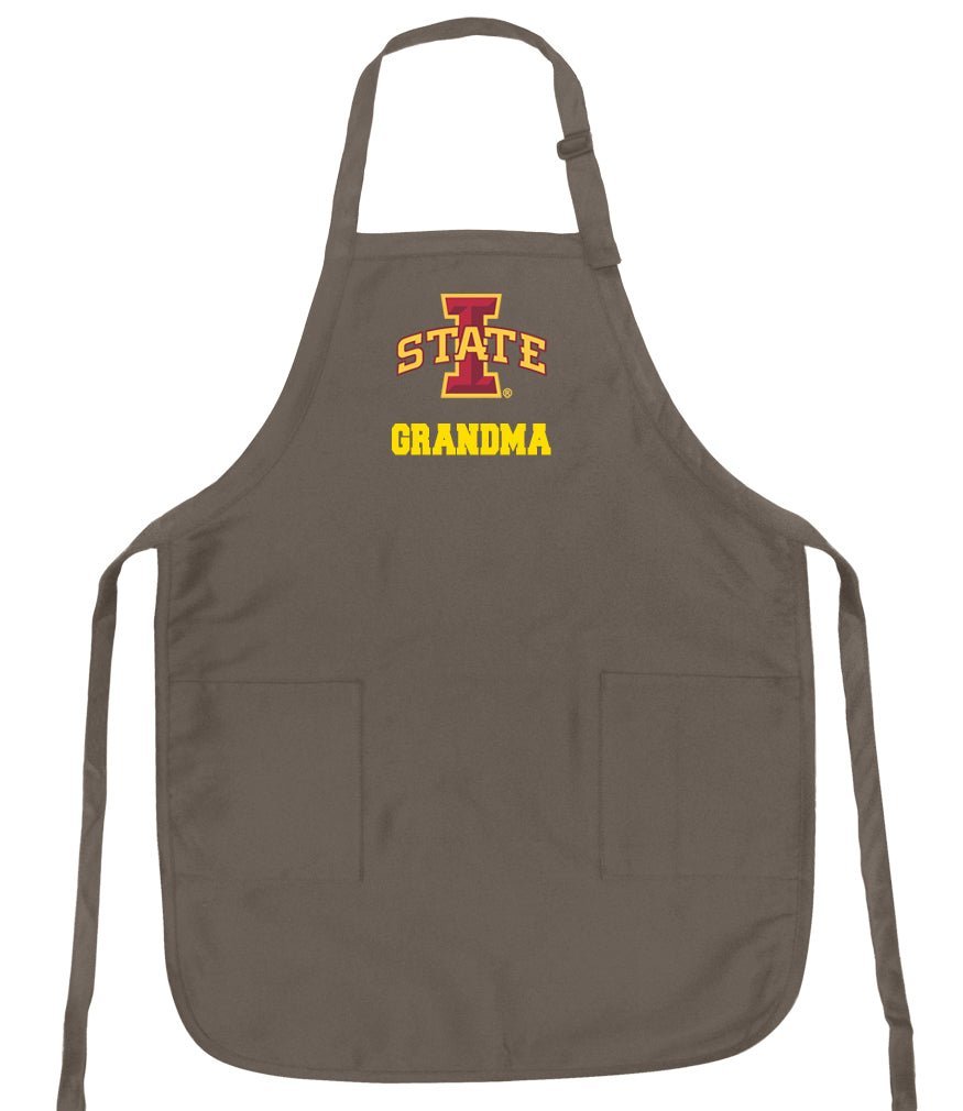 Iowa State Apron ISU Cyclones Logo - Stain Resistant Fabric Grandma on Khaki
