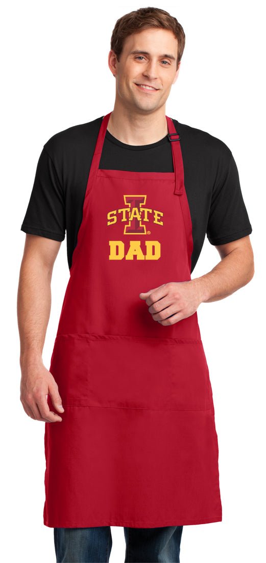 Iowa State Large Apron ISU Logo Full Length - Adjustable with Pockets Dad on Red