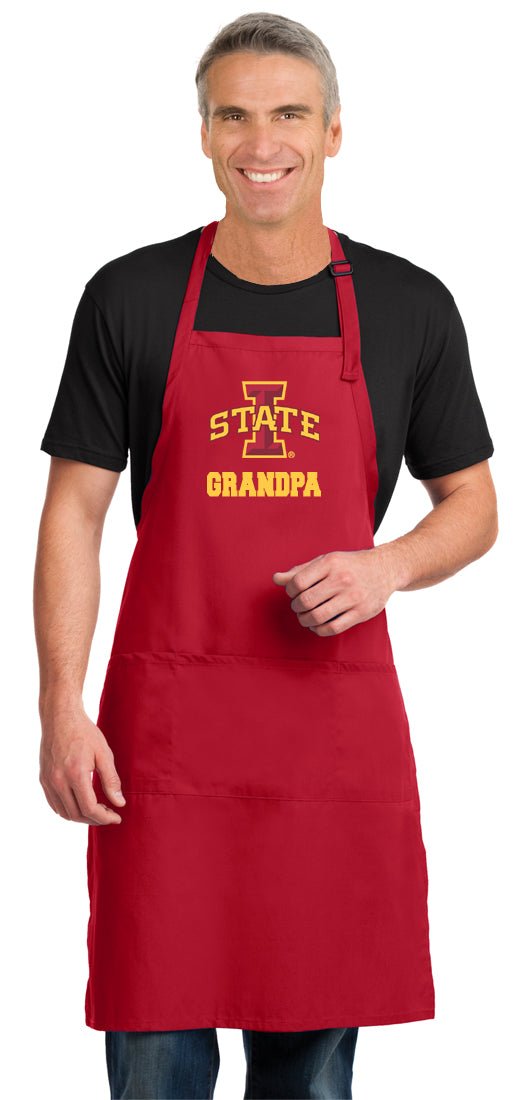 Iowa State Large Apron ISU Logo Full Length - Adjustable with Pockets Grandpa on Red
