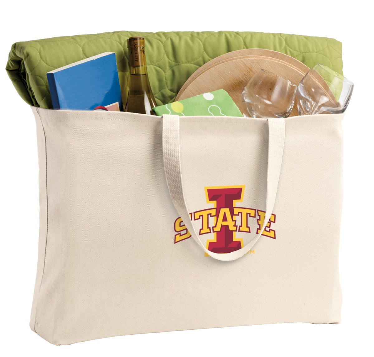 Iowa State Large Tote Bag Iowa State University Jumbo Tote for Beach Pool or Travel Tan