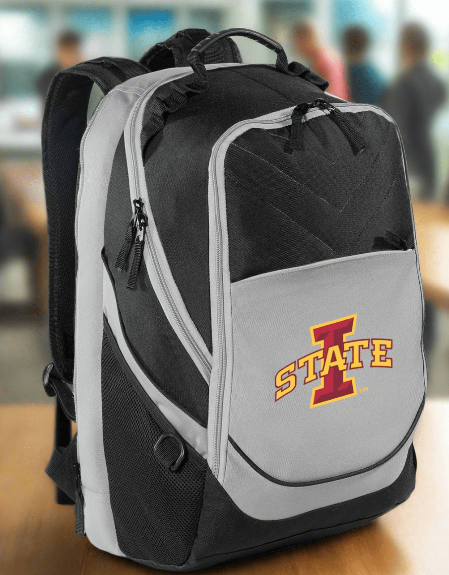Iowa State Cyclones Laptop Backpack – Official Iowa State University Bookbag – 17" Laptop Sleeve, NCAA School Gear – 600D Polyester Black and Gray