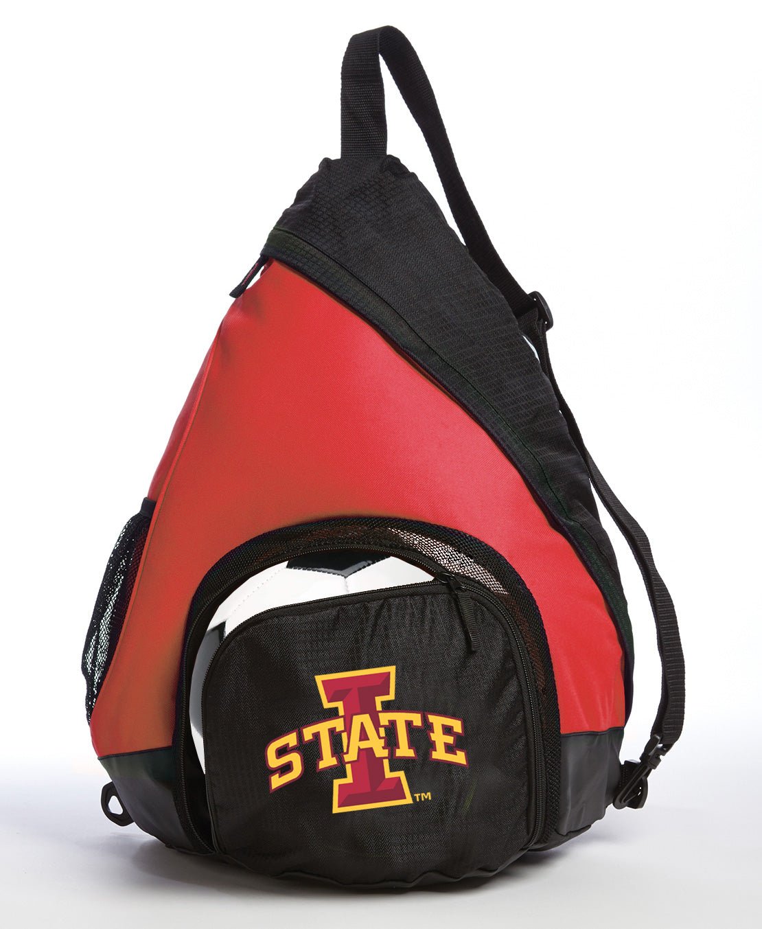 Iowa State Sling Backpack Iowa State University Bag with Soccer Ball or Volleyball Bag Sports Gear Compartment Practice Bag Red