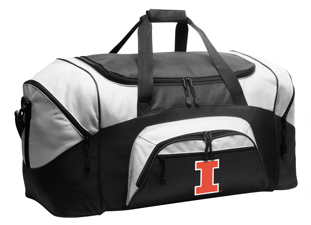 University of Illinois Duffel Bag – Fighting Illini Gym, Travel & Suitcase-Style Gear Bag Black
