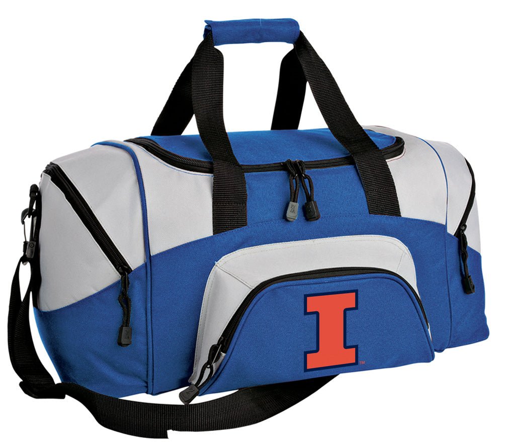 University of Illinois Small Duffel Bag Illini Carryon Suitcase or Gym Bag Blue