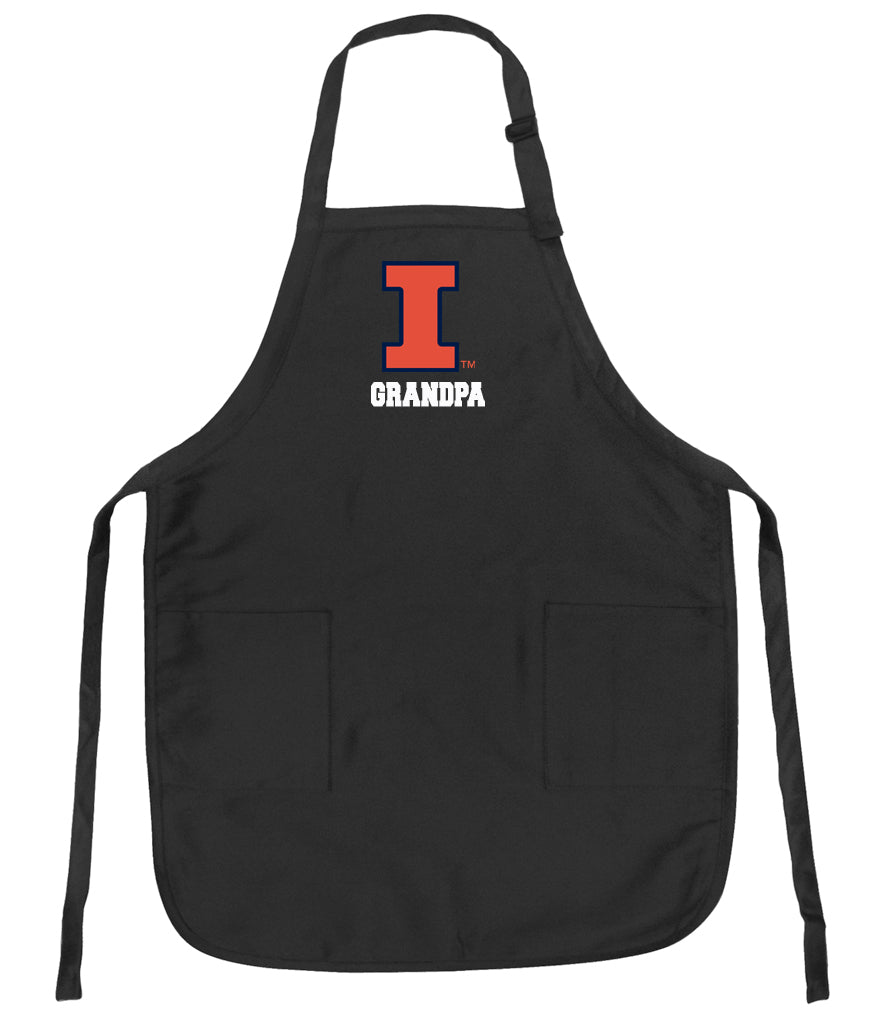 University of Illinois Apron Illini Apron - Stain Resistant Fabric Grandpa on Black