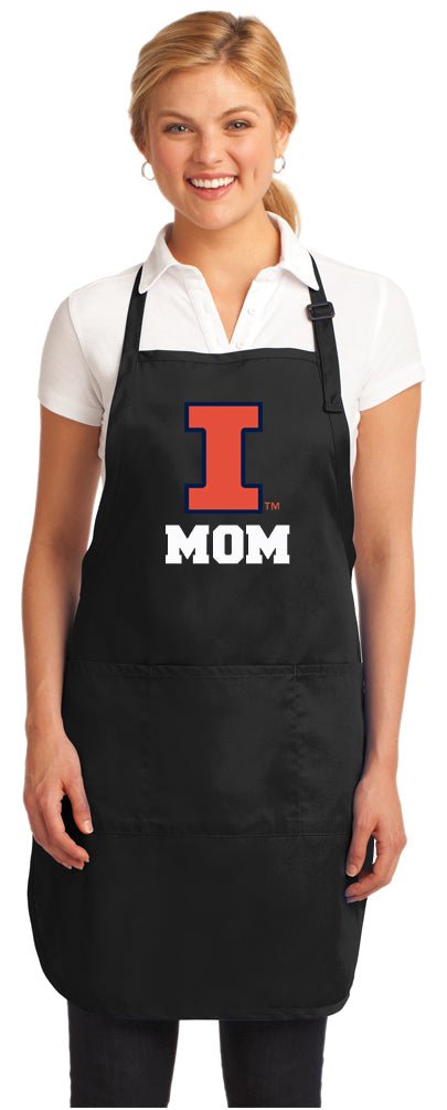 University of Illinois Apron Illini Apron - Stain Resistant Fabric Mom on Black