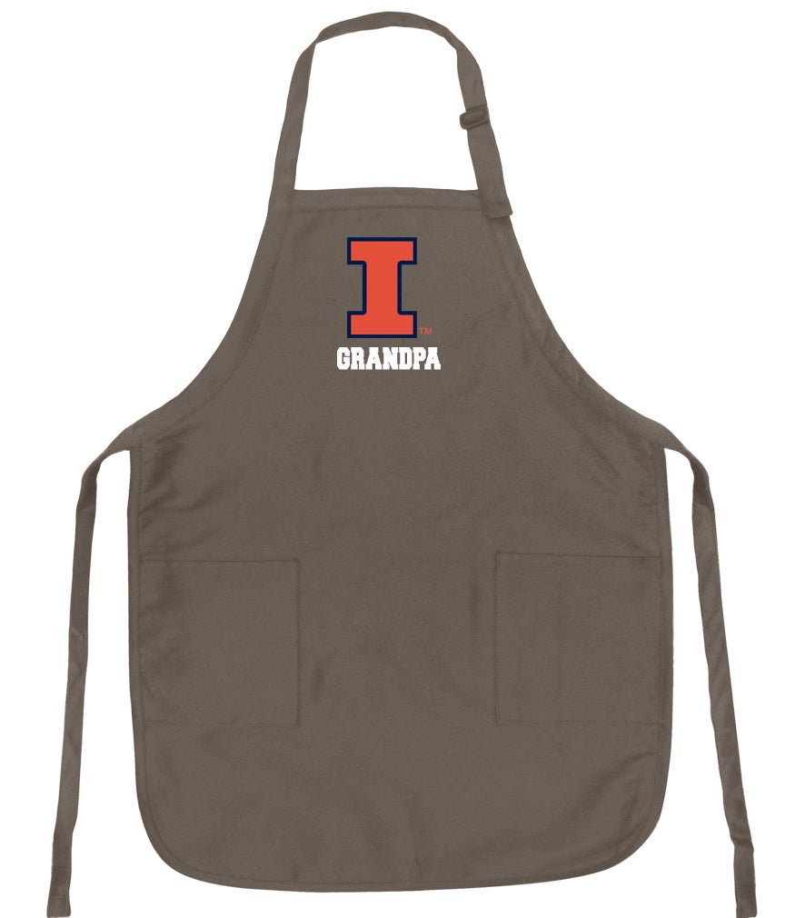 University of Illinois Apron Illini Apron - Stain Resistant Fabric Grandpa on Khaki