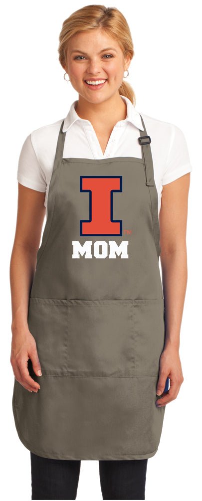 University of Illinois Apron Illini Apron - Stain Resistant Fabric Mom on Khaki