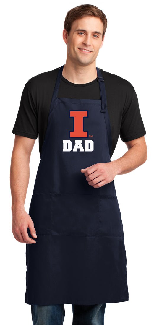 University of Illinois Large Apron Illini Apron - Adjustable with Pockets Dad on Navy
