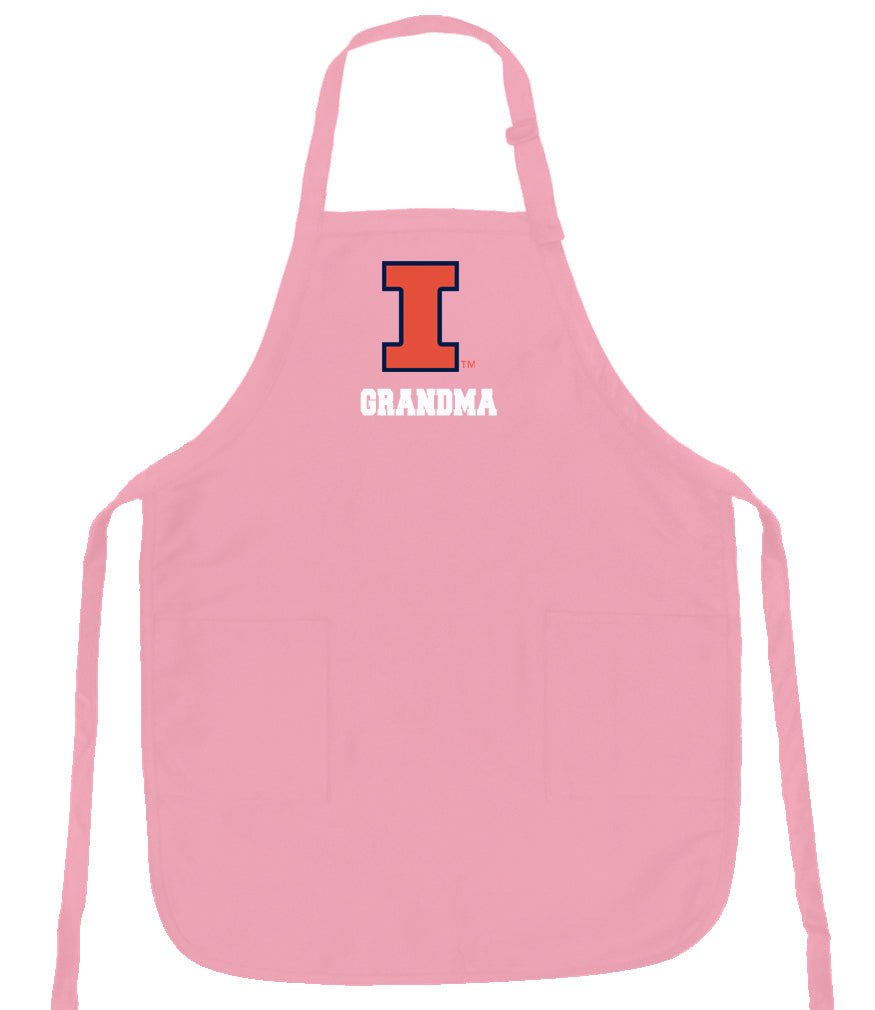University of Illinois Apron Illini Apron - Stain Resistant Fabric Grandma on Pink