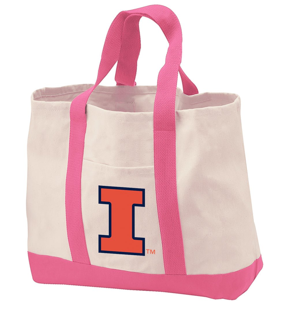 University of Illinois Canvas Tote Bag Illini Classic Tote Pink