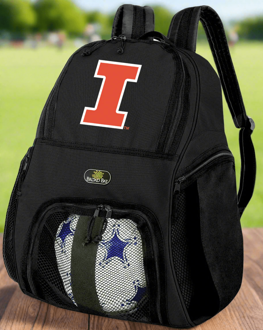 University of Illinois Soccer Ball Backpack or Illini Volleyball Sports Gear Bag Navy