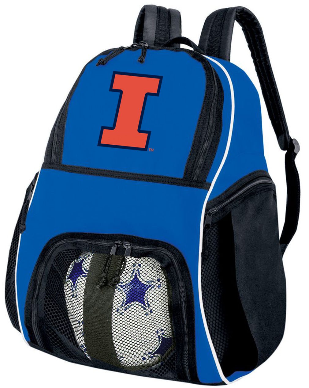 University of Illinois Soccer Ball Backpack or Illini Volleyball Sports Gear Bag Blue