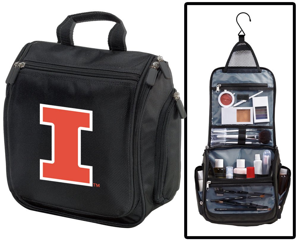 University of Illinois Toiletry Bag or Mens Illini Travel Shaving Kit Black