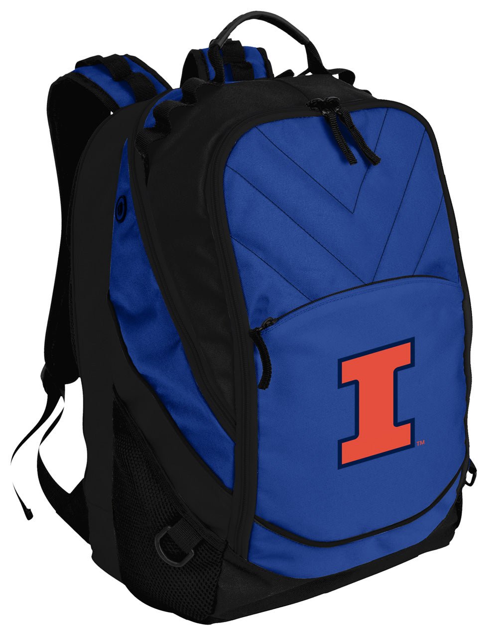 Illinois Laptop Backpack – Official Illinois Fighting Illini Bookbag – 17" Laptop Sleeve, NCAA School Gear – 600D Polyester Blue