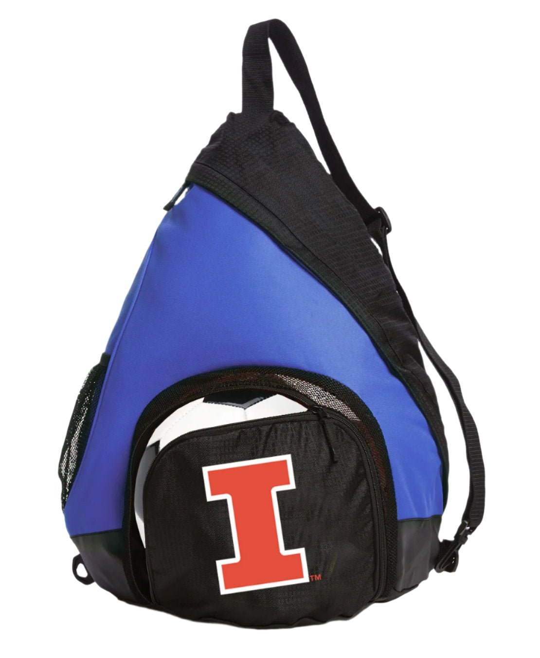 University of Illinois Sling Backpack Illini Bag with Soccer Ball or Volleyball Bag Sports Gear Compartment Practice Bag Blue