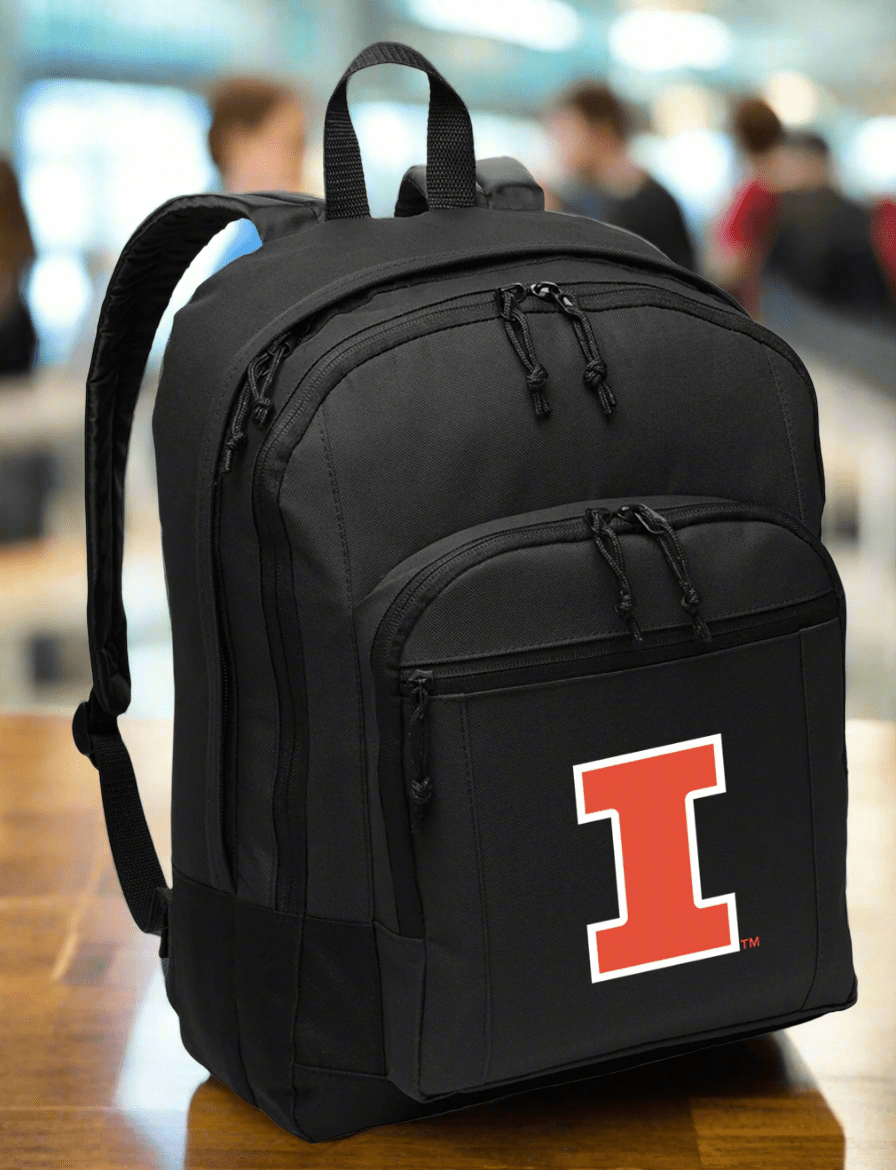 University of Illinois Backpack Illini Medium Classic Style Backpack Black