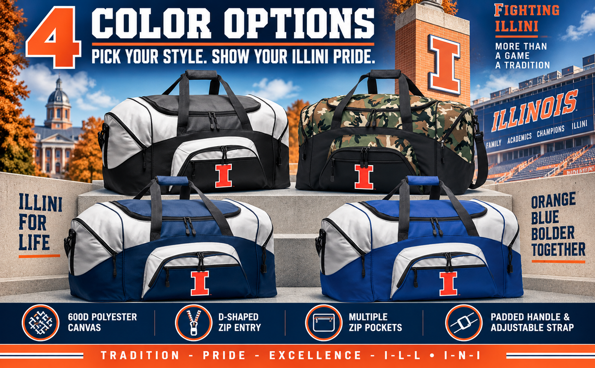 Illinois Large Duffel Bag - Fighting Illini Black