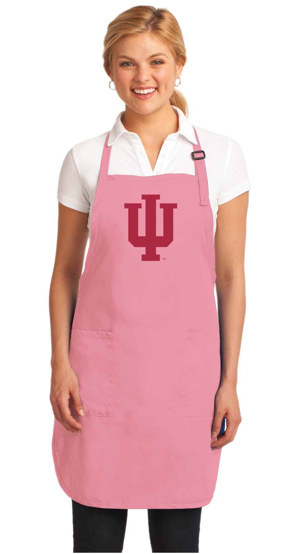 Indiana University Apron IU Logo - Stain Resistant Fabric Pink