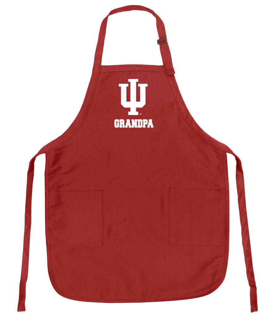 Indiana University Apron IU Logo - Stain Resistant Fabric Grandpa on Red