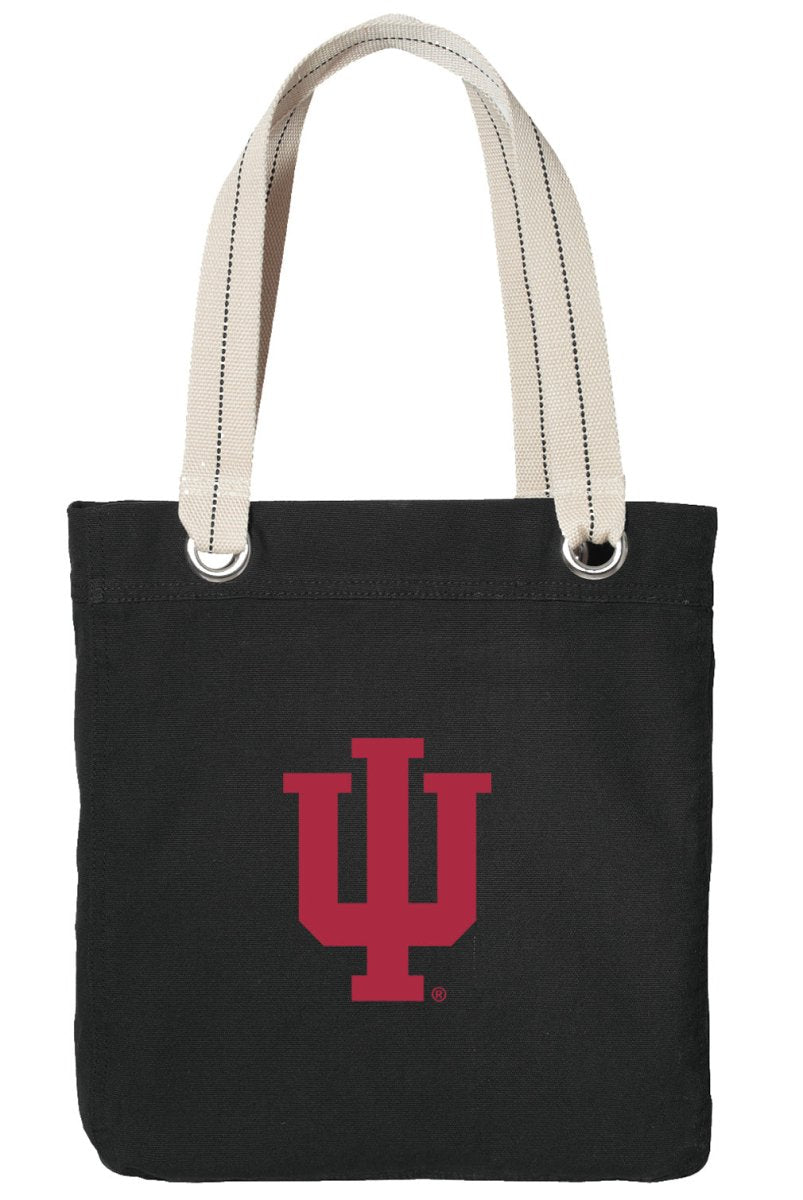 Indiana University Tote Bag IU Deluxe Canvas Shoulder Bag Black