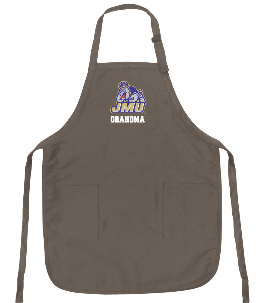 JMU Apron James Madison University Apron - Stain Resistant Fabric Grandma on Khaki