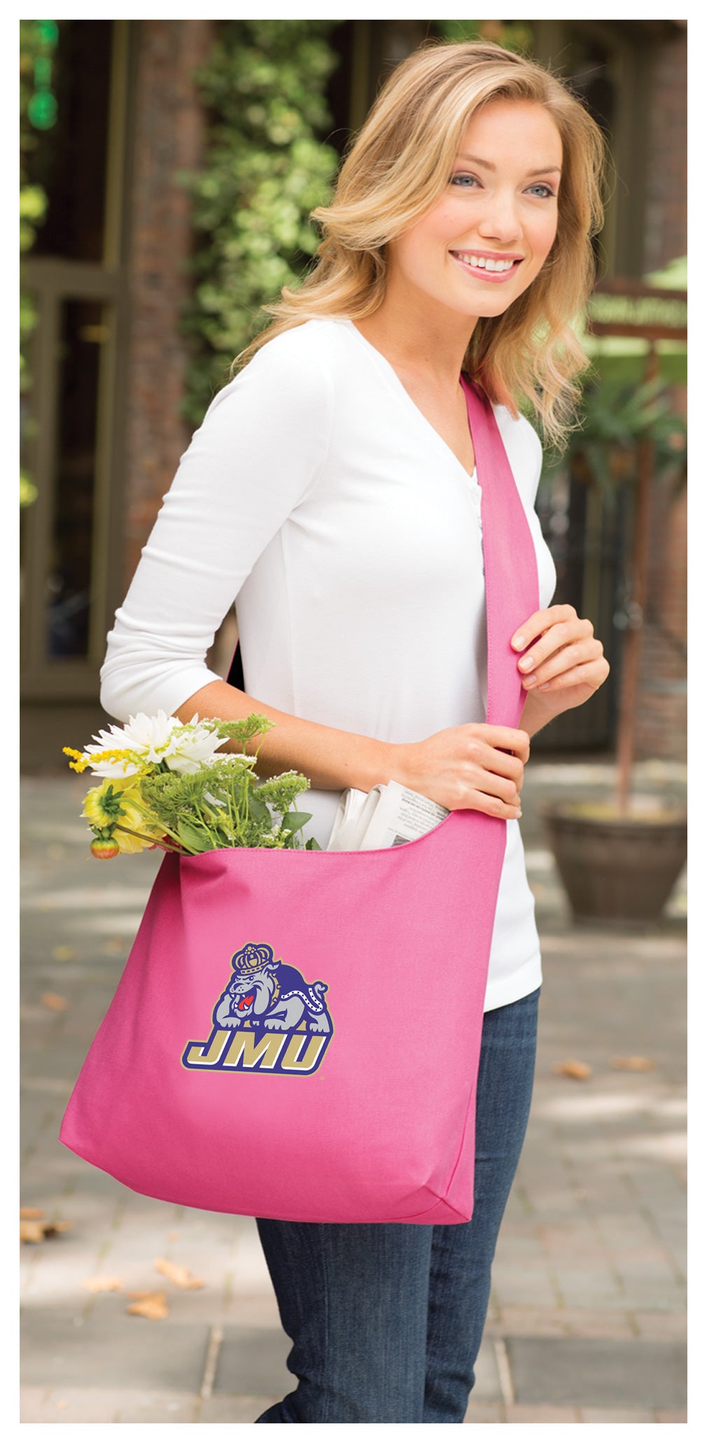 JMU Cross Body Bag James Madison University Shoulder Tote Bag - Sling Style Pink
